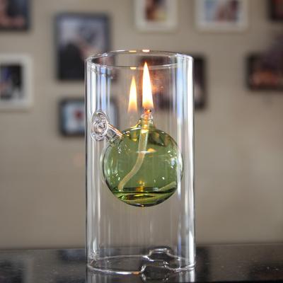 Youfap Market Vintage Hurricane Oil Lamp, Glass Table Lamp With Candlestick Design, Elegant Interior Lighting For Home And Office green Ball