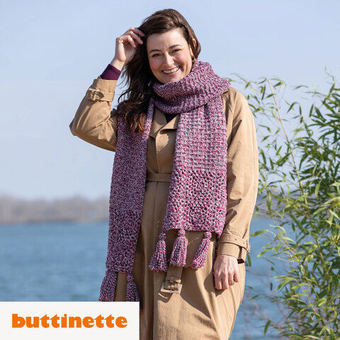 Strickanleitung – Schal mit Granny Squares aus Woll Butt Socke 8-fach Moulinè