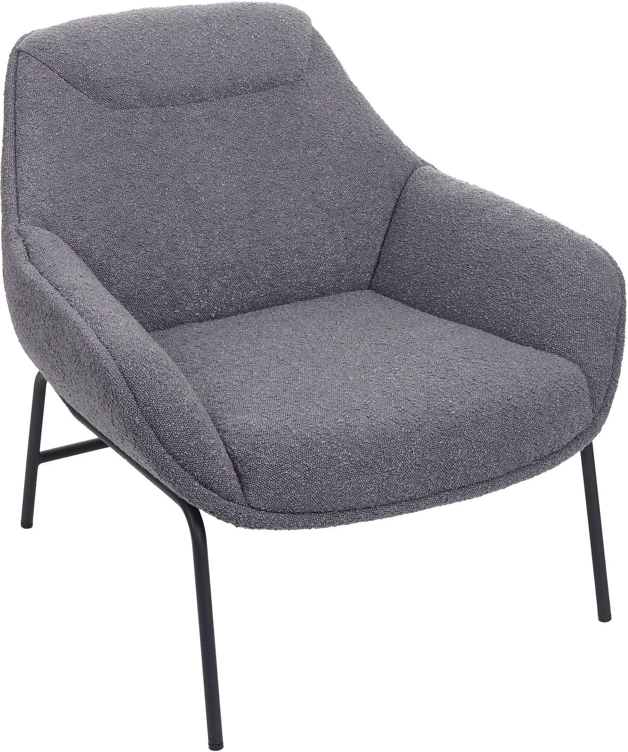Lounge fauteuil MCW-J77 cocktail fauteuil in donkergrijze bouclé stof met metaal