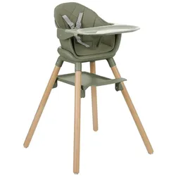 Kikkaboo Kinderhochstuhl Woody 3 in 1 Holzbeine Kinderstuhl Fußstütze Tablett grün