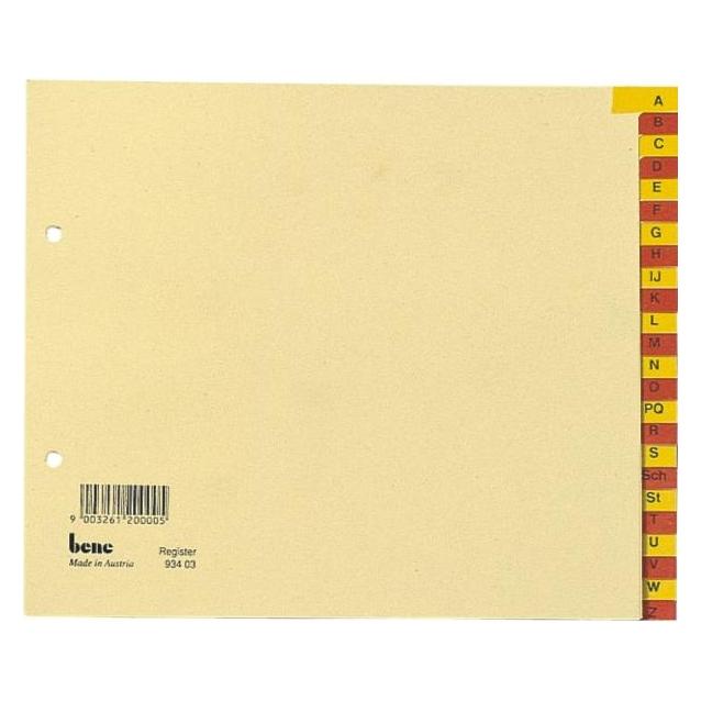 Bene A-Z Register Verwendung für Papierformat: DIN A4 Werkstoff: Recyclingkarton (93403)