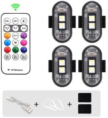 Inspired Living Premium RGB Wireless LED Strobe Lights Multi Mode Motorcycle Warning Lights & Universal Car Position Flash 4pcs