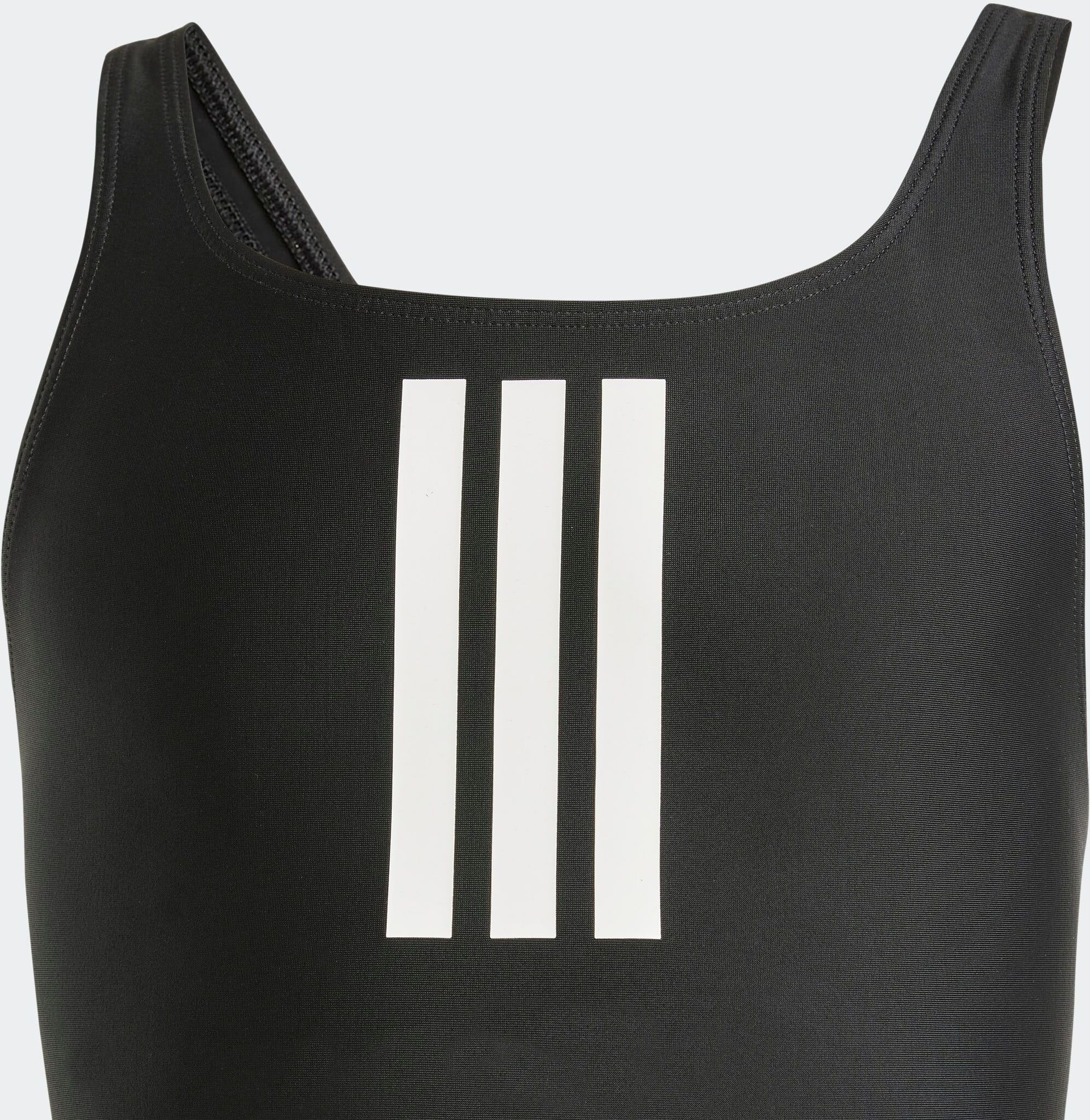 Badeanzug ADIDAS PERFORMANCE "3-STREIFEN KIDS", Mädchen, Gr. 104, N-Gr, schwarz-weiss (schwarz, weiß), Obermaterial: 78% Polyamid, 22% Elasthan, Badeanzüge Badeanzug, für Kinder, sportlicher Badeanzug schwarz, weiß 104, N-Gr