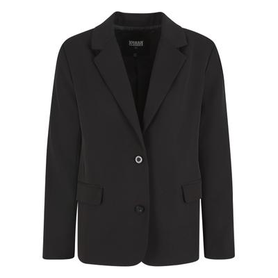 Langmantel URBAN CLASSICS "Urban Classics Ladies Long Blazer", Damen, Gr. M, schwarz, 94% Polyester, 6% Elasthan, Mäntel