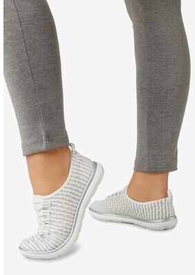Women's The CV Sport Ariya Textured Knit Slip On Sneaker by Comfortview in White (Size 13 M)