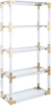 "Pasargad Home Mira Modern Glass Etagere Bookcase, 5 Shelf - W31.5""xD13.78""xH66.14"""