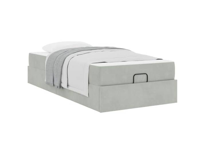 KTHLBRH Doppelbett mit Matratze, hellgrau, 2-teilig Weicher Samt, robuste Struktur, modernes Design, einfach zu montieren