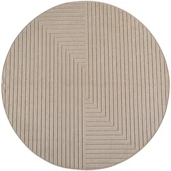 TEPPICH Outdoor, Fußbodenheizung-geeignet, mit Labyrinthmuster, ENGADIN in Beige, Ø 80 cm