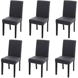 Chefgastro 6er-Set Esszimmerstuhl Stuhl Küchenstuhl klassisch und zeitlos  | HxBxT 90x43x56cm | Sitzhöhe 45cm |  Kunstleder  |  dunkle Beine |  Grau matt