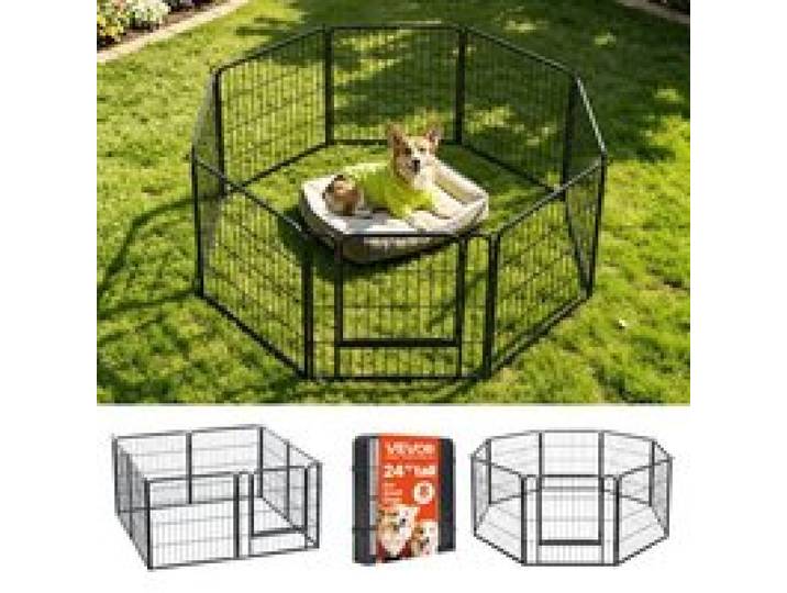 VEVOR Welpenauslauf Welpenfreigehege Laufgitter Welpenzaun 61cm 8-tlg., Spielplatz für Kleine Hunde Katzen & Andere Kleintiere Faltbar Durch die Verschiedenen Formen Vielfältig Einsetzbar