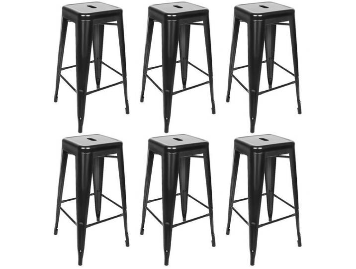 MIPAN.Lot de 6 Tabourets de Bar en métal Tabouret Bar Industriel Extérieure Empilable pour Restaurants Café Salon