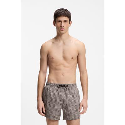 Badeshorts HUGO UNDERWEAR "AARON", Herren, Gr. M (50), N-Gr, braun (light beige 277), Web, Obermaterial: 100% Polyester, Badehosen Badeshorts, mit Schachbrett-Logos, elastischer Bund