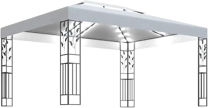 Pavillon 3x4 m Gartenpavillon mit Doppeldach Weiß, Stabiler Partyzelt Metallrahmen pulverbeschichtet, Gartenzelt für Familienfeiern, Grillabende und Hochzeiten im Garten