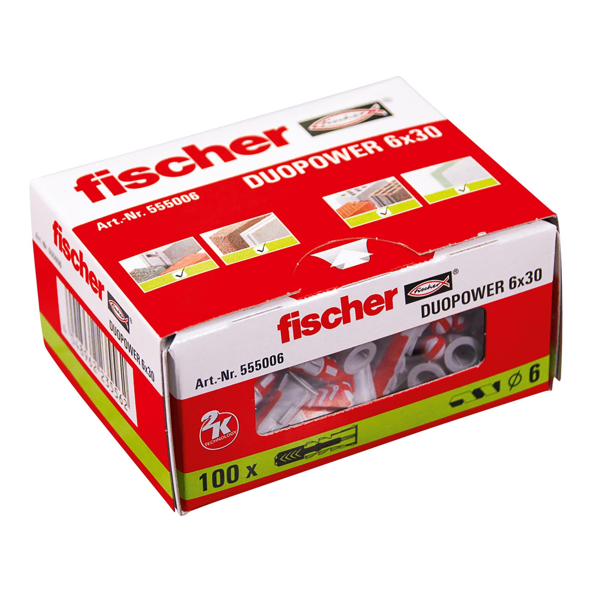 Fischer SX Dübel DUOPOWER 6x30 mm 2-Komponenten-Dübel 100 Stück 555006)
