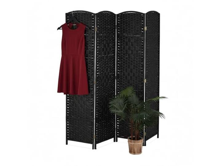 Relaxdays Paravent intérieur\, 4 Parties\, HxL 170 x 160 cm\, séparateur Pliable\, Bois & Corde Papier\, différentes Couleurs