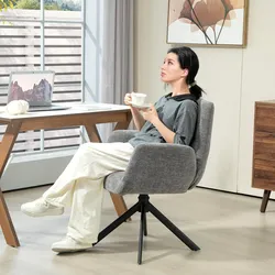 SESSEL Drehbar Loungesessel mit Armlehne, Wolle-Leinenoptik, Dunkelgrau