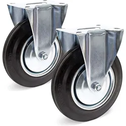 Wiltec, Möbelrollen, Bockrollen Set 2x Transportrolle Vollgummirad 200mm 150kg Metallfelge