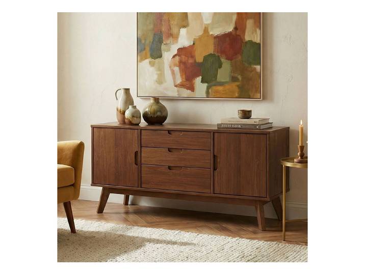 IDIMEX Sideboard TIVOLI, Wohnzimmer Kommode Massivholz mit Schubladen Skandi Kastanie Finish