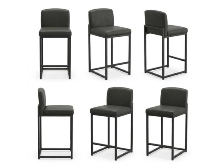 IDEALHOUSE Moderne Barhocker, Sitzhöhe 63 cm, PU-Kunstleder 6er Set Schwarz Bar Stools mit Rückenlehne & Fußstütze, Stabiles Metallgestell Ergonomische Rückenlehne, Pflegeleicht, bis 300 lbs pro Hocker