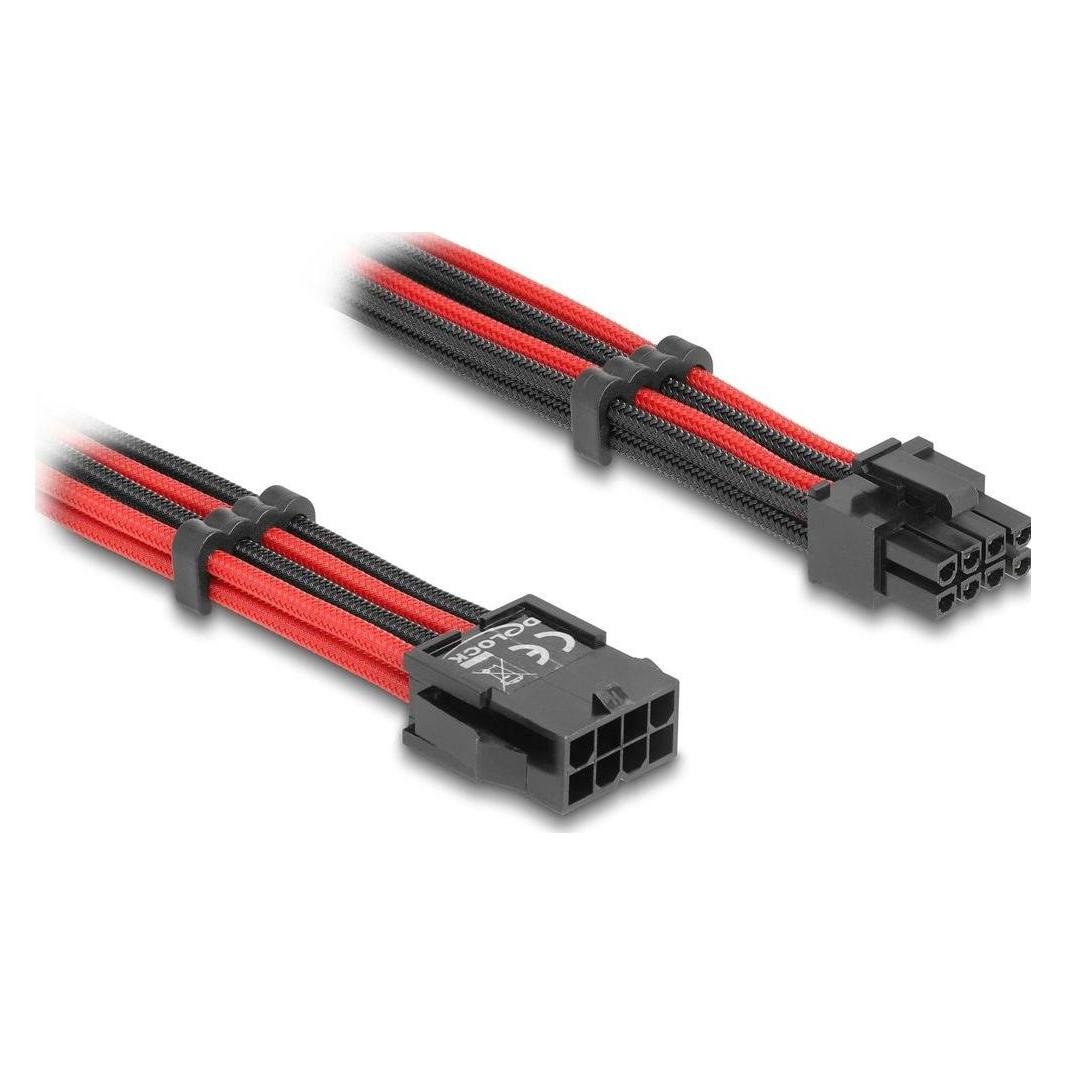 Delock 80975 - Verlängerungskabel 8 Pin Stecker zu 6 2 Pin PCIe Buchse Textilummantelun (30 cm) (80975)