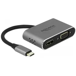 Delock 64074 (USB-C), Dockingstation + USB Hub, Grau