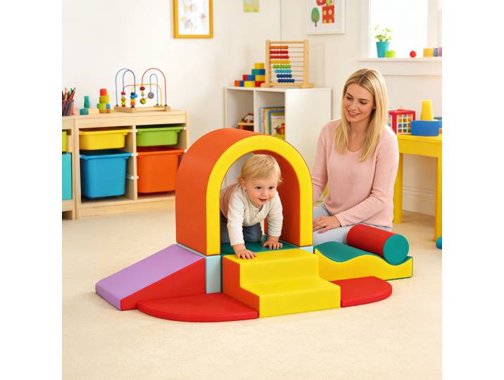 AIYAPLAY Parcours Motricité Bébé 10PCS Mousse EPE Revêtement PU