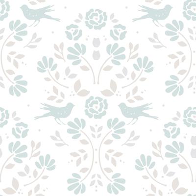 Sky Blue Rose Lindo Woodland Peel and Stick Wallpaper by RoomMates