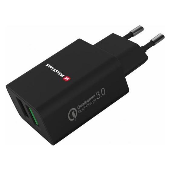 Swissten USB Ladegerät 2x USB QC 3.0 + USB, 23W (23 W, 2 Ports) (22060200)