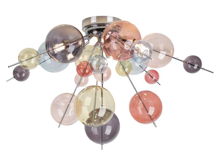 Luminaires de plafond - Plafonnier \ EXPLOSION\ \, couleurs pastel\, design moderne\, en métal et en verre\, multicolore\, hauteur 38 cm\, diamètre 57 cm\, culot G9