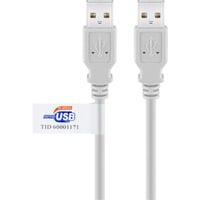 USB 2.0 Kabel, USB-A Stecker > USB-A Stecker grau, 2 Meter, mit USB Zertifikat