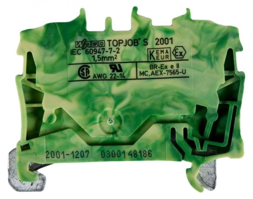 WAGO 2001-1207 klem voor beschermingsleiding met 2 polen, 1,5 mm²