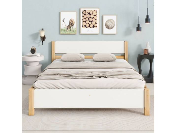 Lit double - SOGEU - sogeu - 140 x 200 cm - Pin & MDF - Pied central