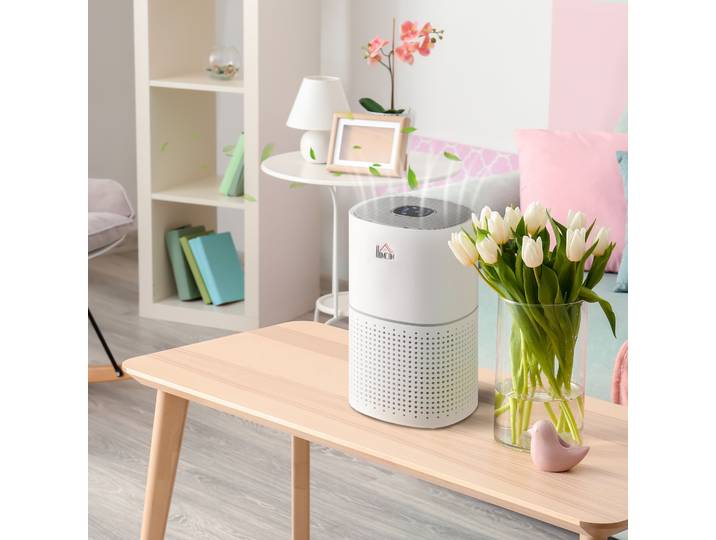 HOMCOM Purificateur Air HEPA Ioniseur Blanc 36cm