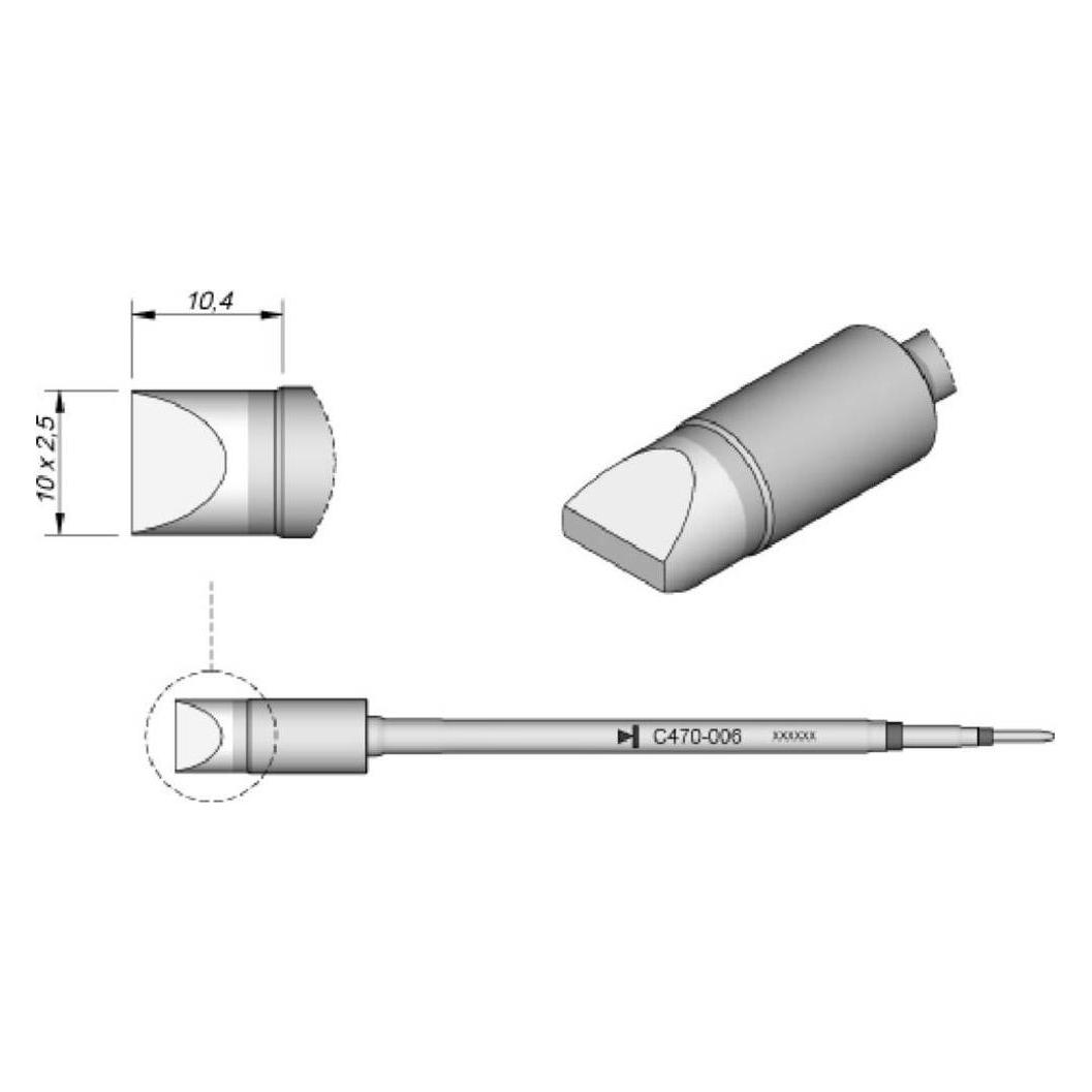 JBC Tools C470006 Lötspitze Meisselform, gerade Spitzen-Grösse 2.5 mm Inhalt 1 St (Ersatzteil) (C470006)