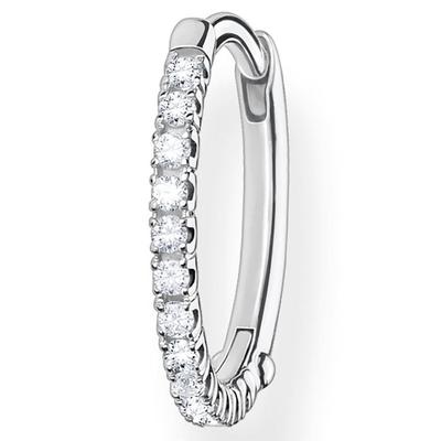 Single-Creole THOMAS SABO "weiße Steine gold, weiße Steine silber", bunt (silberfarben, weiß, kristallweiß), Ohrringe, Damen, Silber 925 (recycelt), mit Zirkonia (synth.)