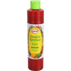 Hela Ketchup Gewürzketchup Curry delikat, zuckerreduziert, in Flasche, 800 ml