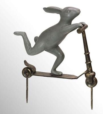 San Pacific - Ds Scooter Bunny Garden Sculpture Stake Bronze , Bronze