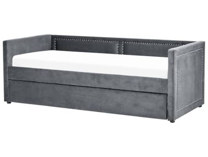 Platzsparendes Tagesbett Cord in Grau 90 x 200 cm mit Lattenrost Mimizan