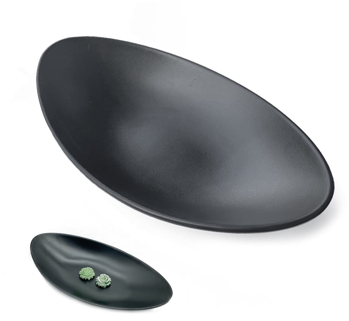 Dailygoody Ovale Opbergdoos en Decoratief Dienblad - Zwart - Sieradenorganizer voor Sleutels en Ringen