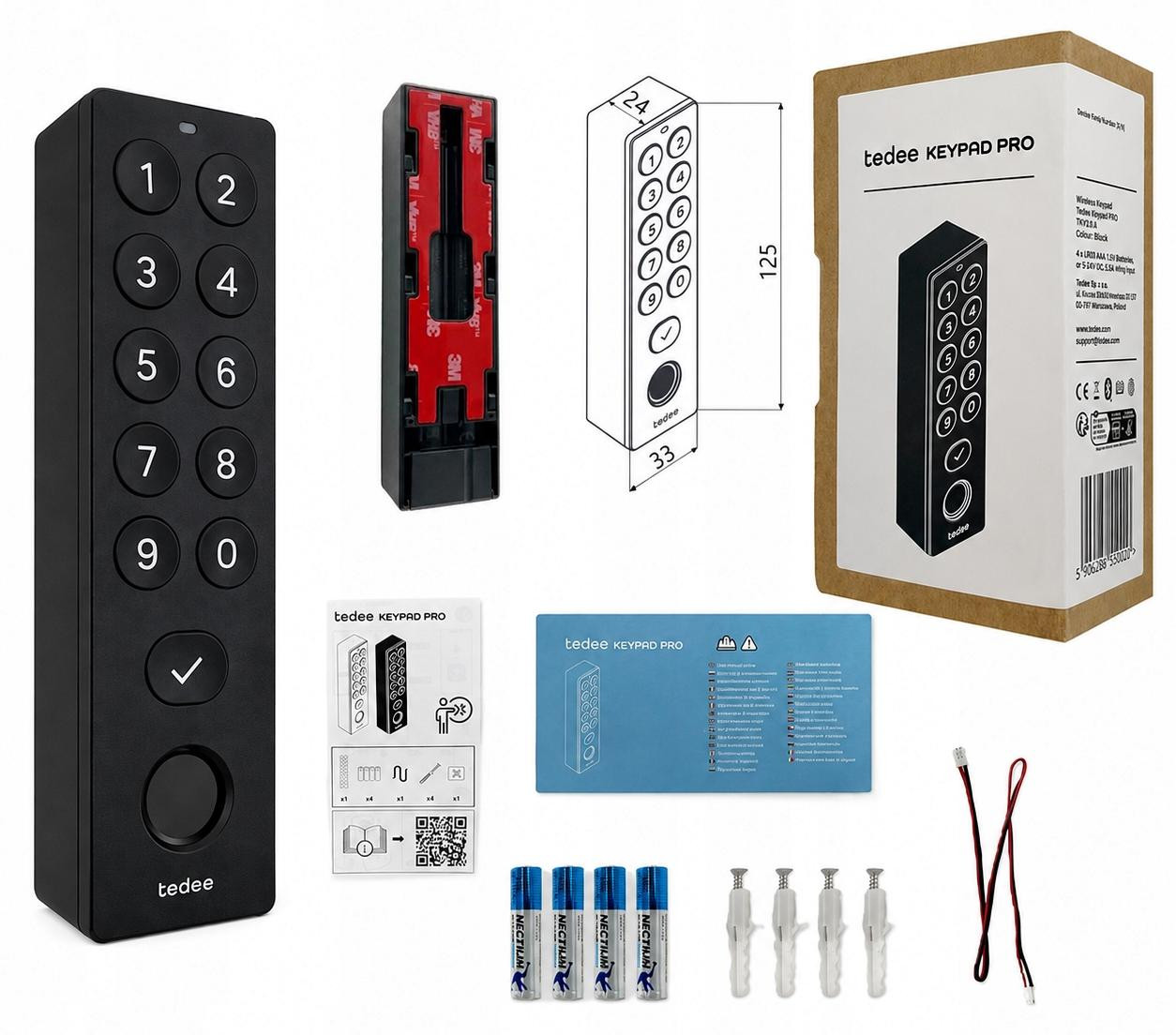 Impol Tedee Keypad Pro Toetsenbord met vingerafdruktoegang, zwart, B/D/H: 125 x 33 x 23,5 mm