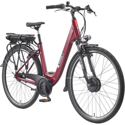 E-Bike TELEFUNKEN "Multitalent RC845" Gr. 47, rot (weinrot, schwarz), Elektrofahrräder, Kinder, 28 Zoll (71,12cm), Pedelec, Elektrofahrrad für Herren u. Damen, tiefer Einstieg