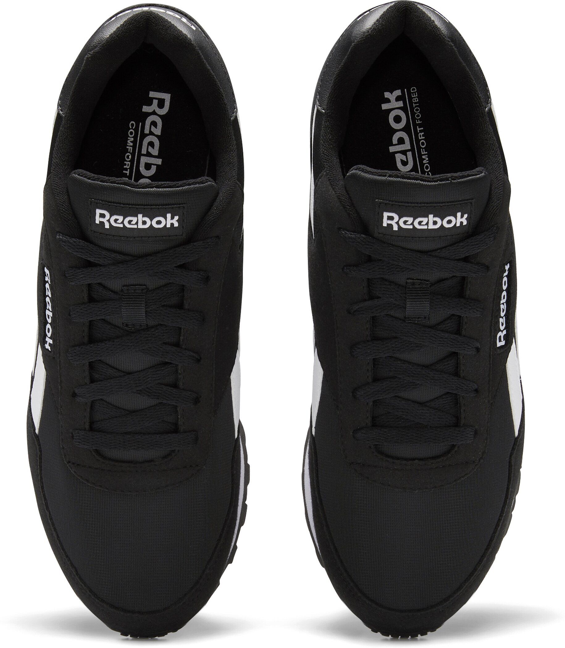 Sneaker REEBOK CLASSIC "REEBOK REWIND RUN", Damen, Gr. 37,5, schwarz-weiss (cschwarz, weiß, cschwarz), Synthetik, Textil, Schuhe Sneaker cschwarz, weiß, cschwarz 37,5