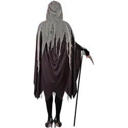 Widmann Sensegirl Kleid, Strumpfhose und Handschuhe mit Knochenprint, Umhang mit Kapuze, Ketten (L)