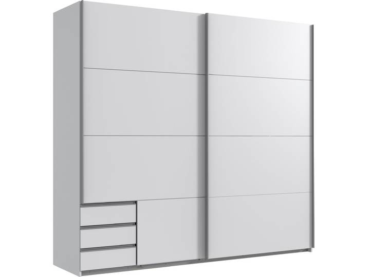 Schwebetürenschrank WIMEX Emden , weiss (weiß), B:225cm H:210cm T:64cm, Holzwerkstoff, Schränke, Schwebetürenschrank, Mit Aussenschubkästen