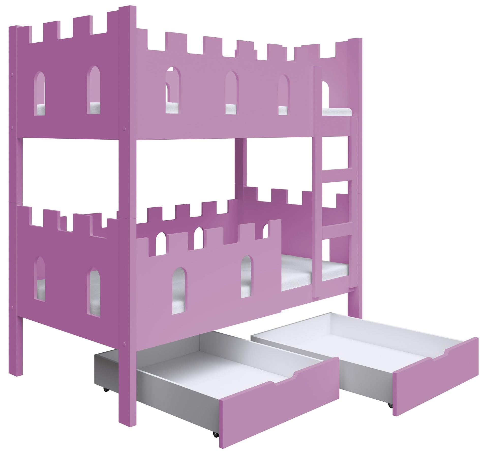 Selsey Castelo - Etagenbett mit Matratzen, Rosa, 75x180 cm