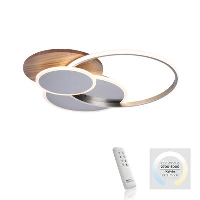 PAUL NEUHAUS Deckenleuchte "PALMA", braun (holzfarben), 1, H: 7cm, 1 Stk., Leuchten, CCT - über Fernbedienung, dimmbar über Fernbedienung, Infrarot inkl., Designlampe