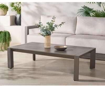 "SAFAVIEH Couture Donaldo 51.2-Inch Slatted Metal Outdoor Coffee Table - 51"" W x 28"" D x 14"" H"