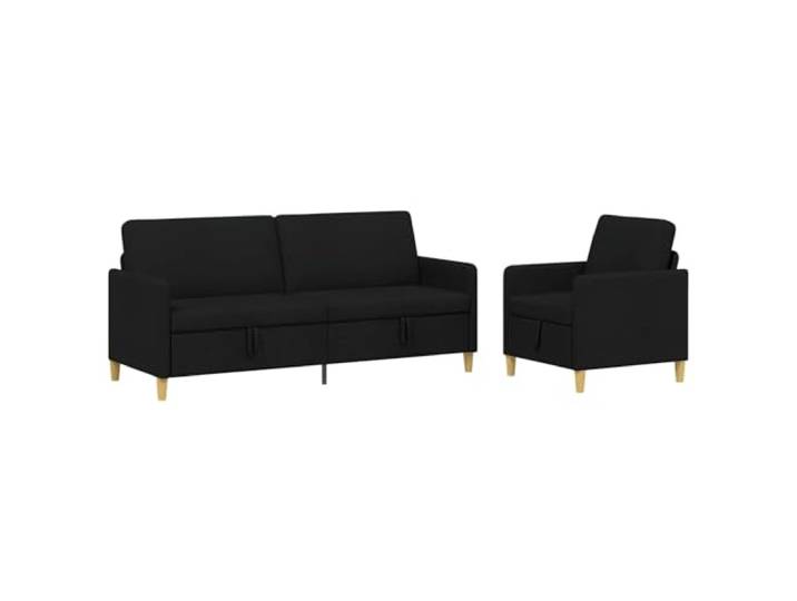 Coespram Sofa Set mit Stauraum 2-teilig Couchgarnitur Schwarz Praktische Couchgarnitur fürs Wohnzimmer mit Klappfunktion, gepolsterten Kissen und zeitloser Optik für 4 Personen.