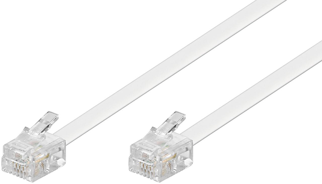 Goobay 93065 Modulaire verbindingskabel, 15 meter, wit - RJ11/RJ14 (6P4C) naar RJ11/RJ14 (6P4C)