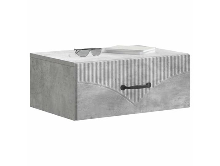 KTHLBRH Wandschrank, 2 Stück, Beton grau Ingenieurholz, 2 Schubladen, offenes Regal 49 x 34,5 x 20 cm, für Schlafzimmer